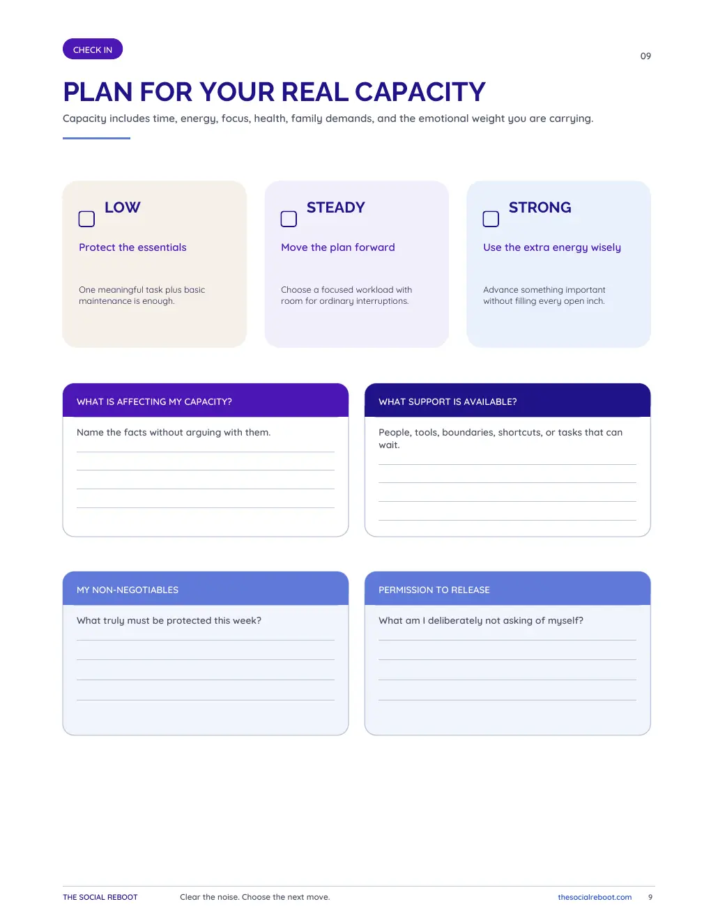 Capacity check-in page